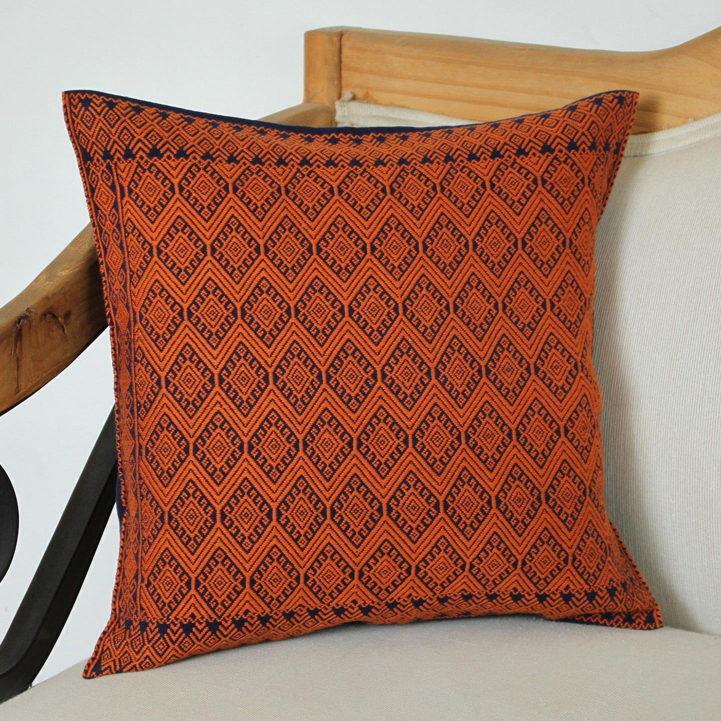 Sunrise Geometry Geometric Cotton Cushion Cover in Sunrise and Midnight