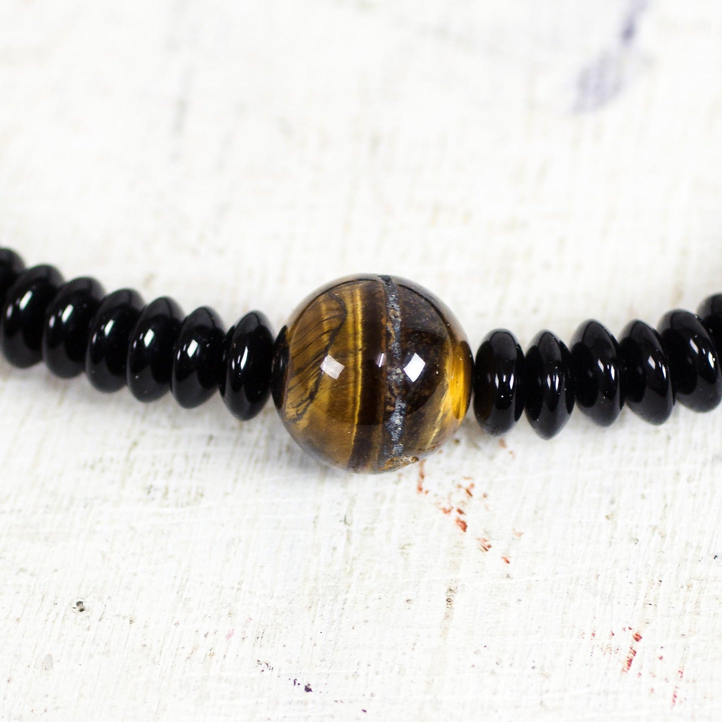 Eco Gem Tiger's Eye and Recycled Plastic Beaded Pendant Necklace