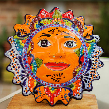 Luz del Sol Hand-Painted Ceramic Sun Wall Sculpture from Mexico