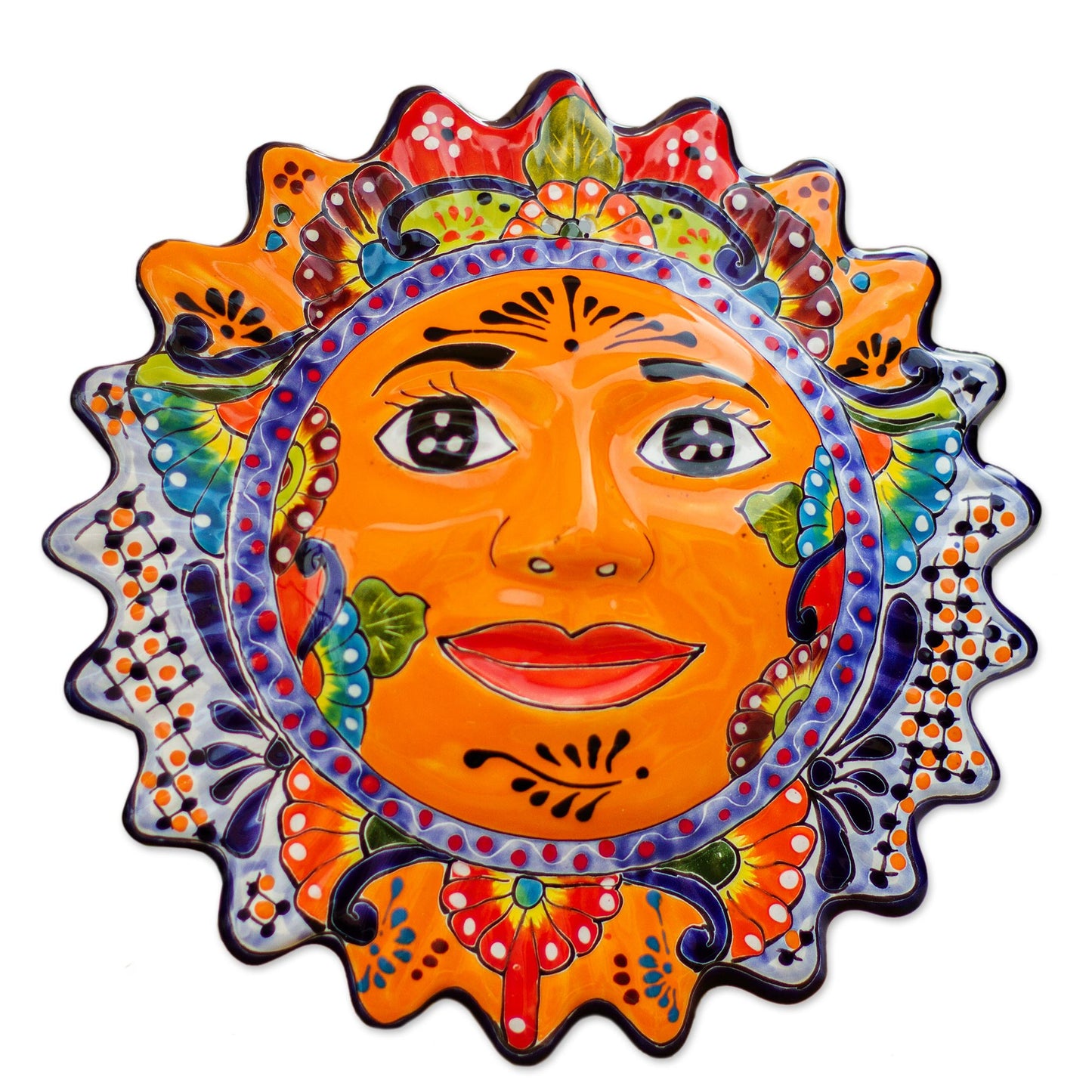 Luz del Sol Hand-Painted Ceramic Sun Wall Sculpture from Mexico