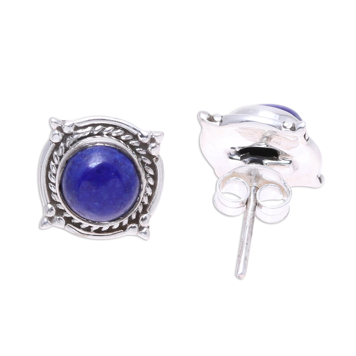 Morning Crowns Lapis Lazuli Stud Earrings from India