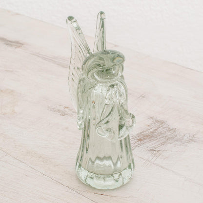 Crystalline Angel Handblown Recycled Glass Angel Figurine from Guatemala