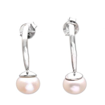 Goddess Teardrops White Cultured Pearl Drop Earrings from Bali