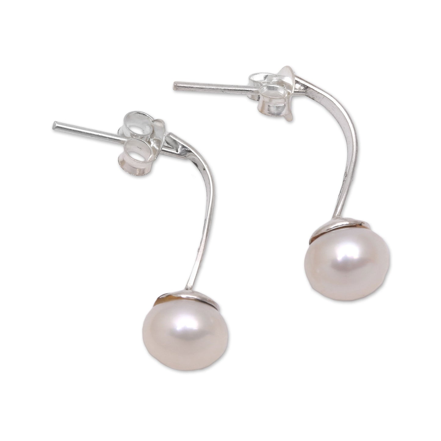 Goddess Teardrops White Cultured Pearl Drop Earrings from Bali