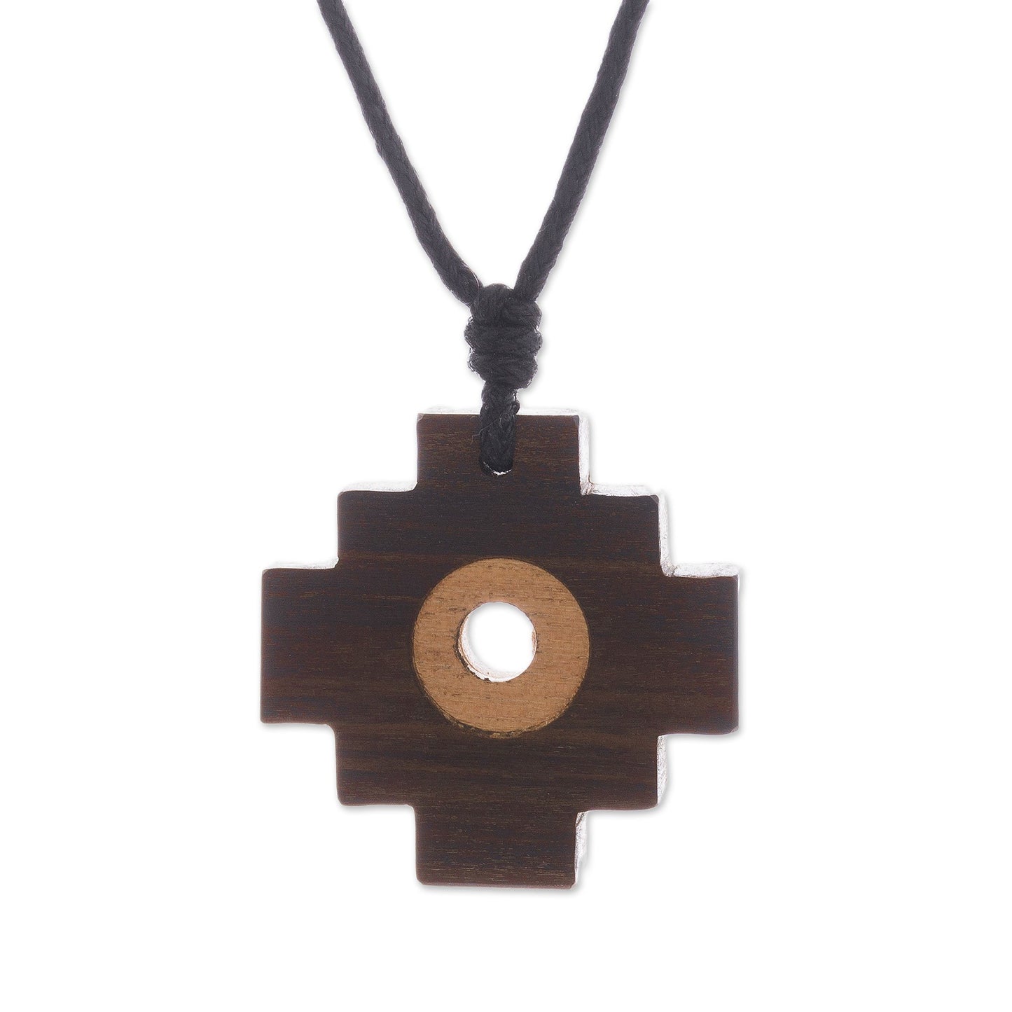 Layered Chakana Wood Pendant Necklace