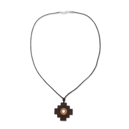 Layered Chakana Wood Pendant Necklace