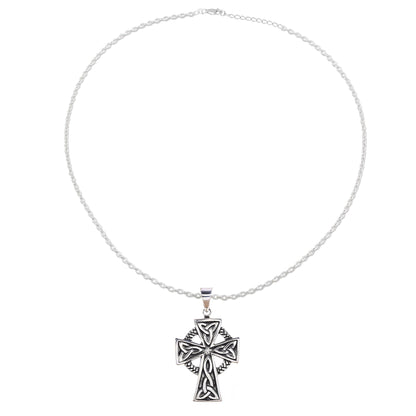 Celtic Faith Celtic Cross Sterling Silver Pendant Necklace from India