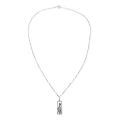 Tulip in the Window Sterling Silver Tulip Pendant Necklace from Peru