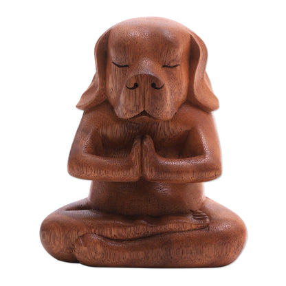 Yoga Beagle Wood Statuette