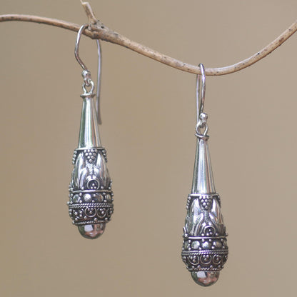 Life Giving Handcrafted Sterling Silver Dangle Earrings from Bali