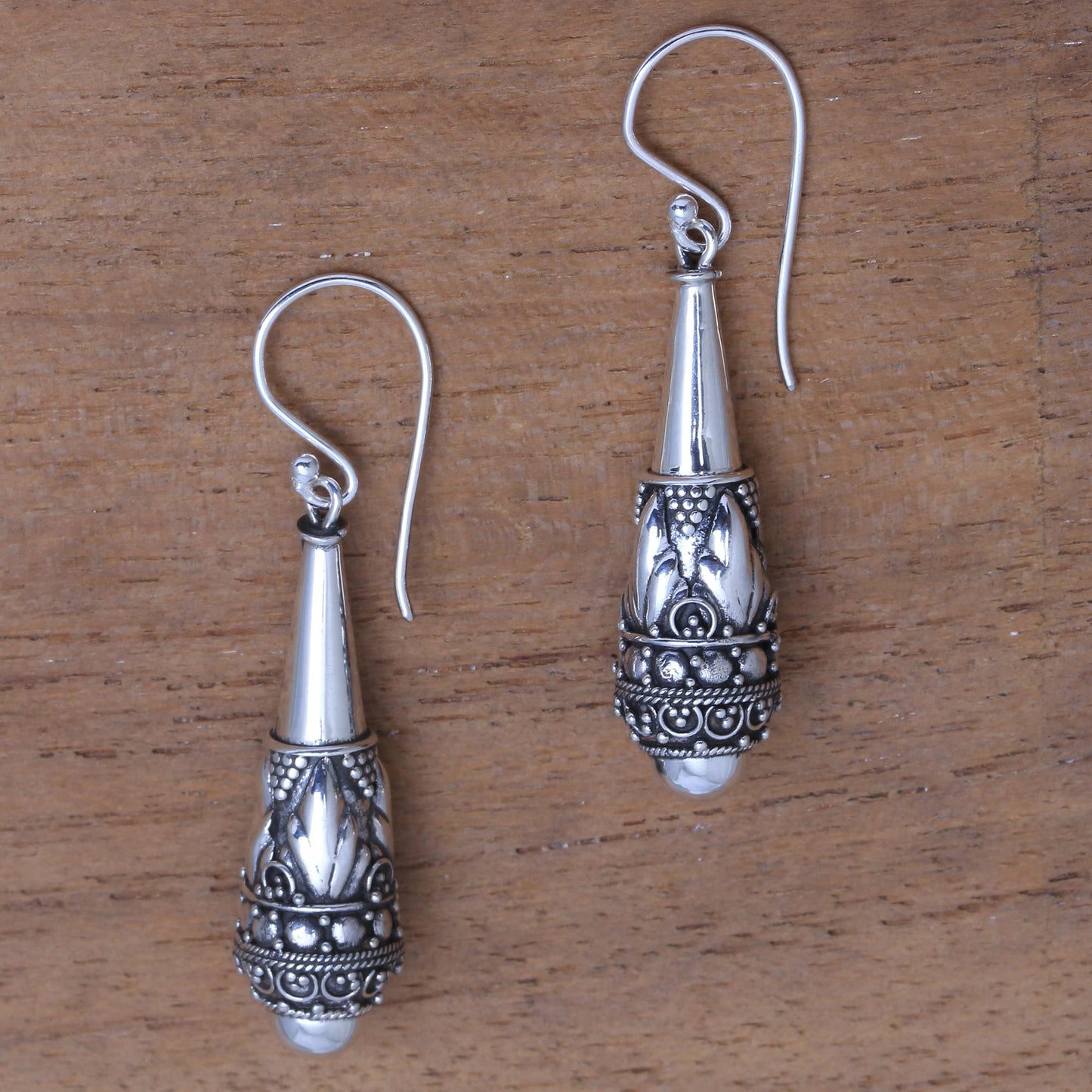 Life Giving Handcrafted Sterling Silver Dangle Earrings from Bali