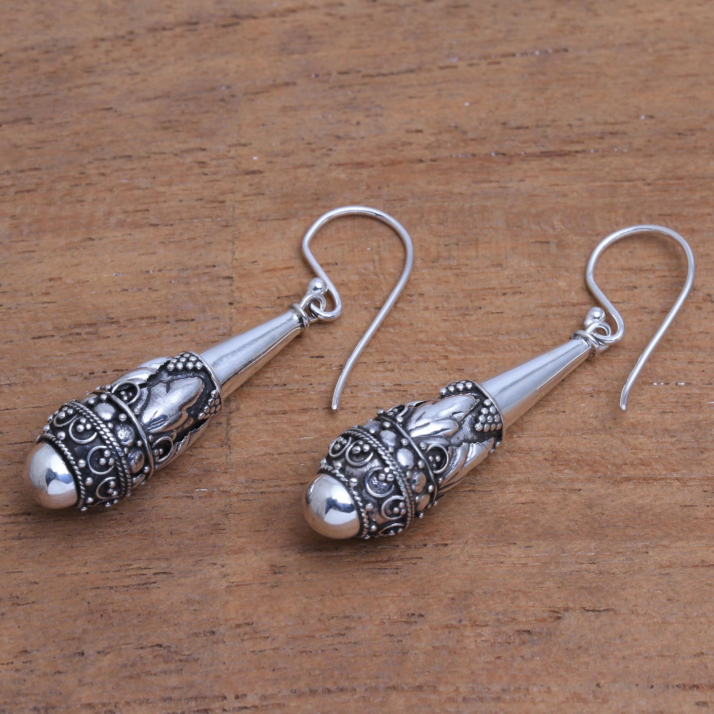 Life Giving Handcrafted Sterling Silver Dangle Earrings from Bali