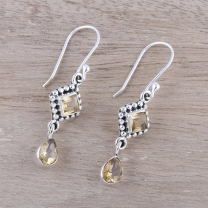 Shimmering Light Multi-Shape Citrine and Sterling Silver Dangle Earrings