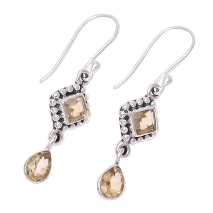 Shimmering Light Multi-Shape Citrine and Sterling Silver Dangle Earrings