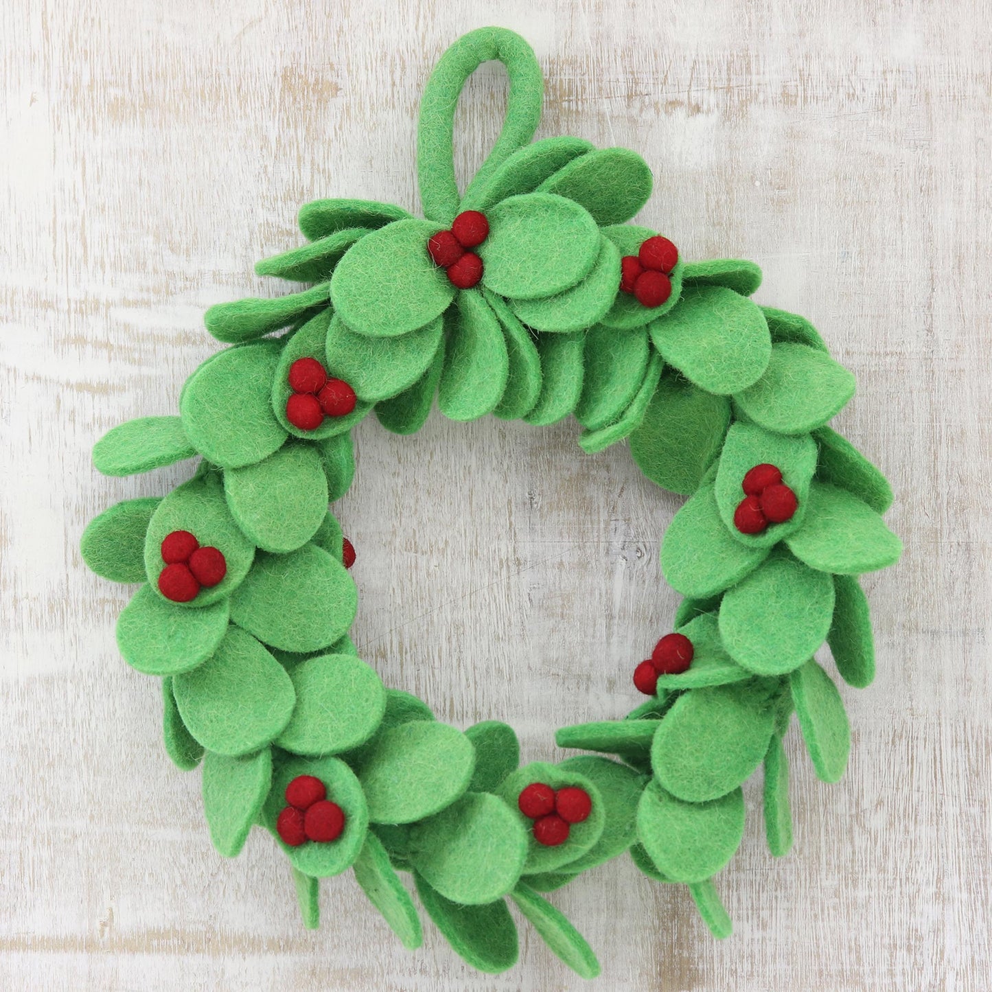 Holiday Celebration Wool Felt Holiday Wreath Handmade in India