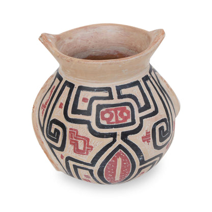 Marajoara Style Handcrafted Ceramic Decorative Vase from Brazil (5.5 in.)