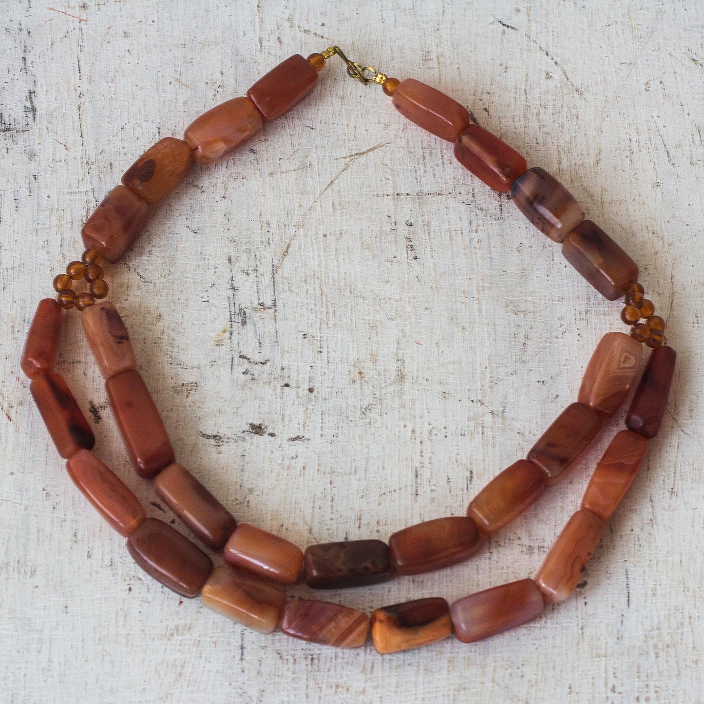 Reviving Beauty Agate and Recycled Plastic Beaded Necklace from Ghana