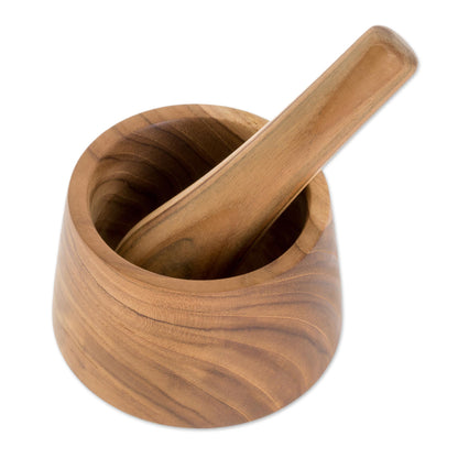 Tica Cuisine Handmade Teak Wood Mortar and Pestle from Costa Rica