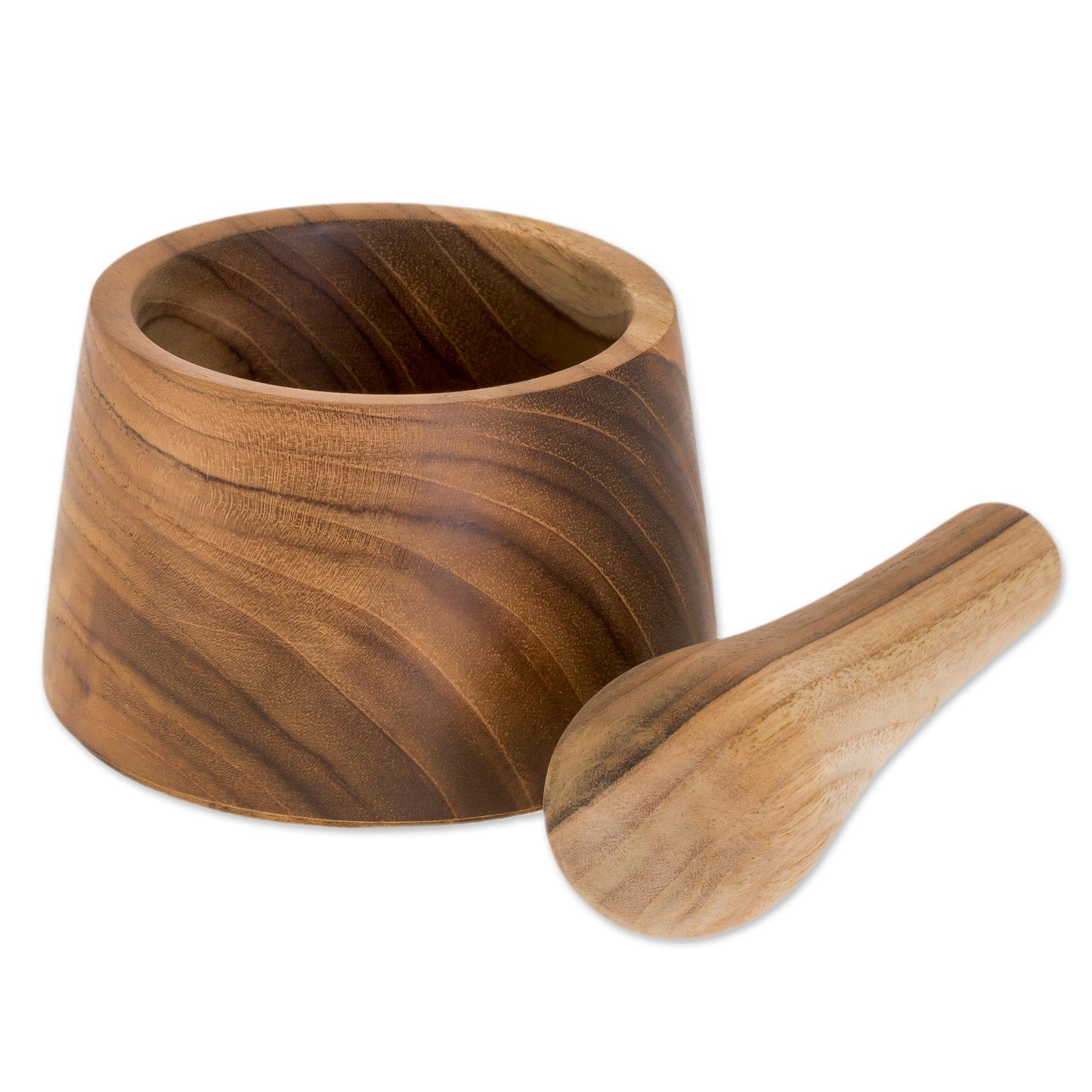 Tica Cuisine Handmade Teak Wood Mortar and Pestle from Costa Rica