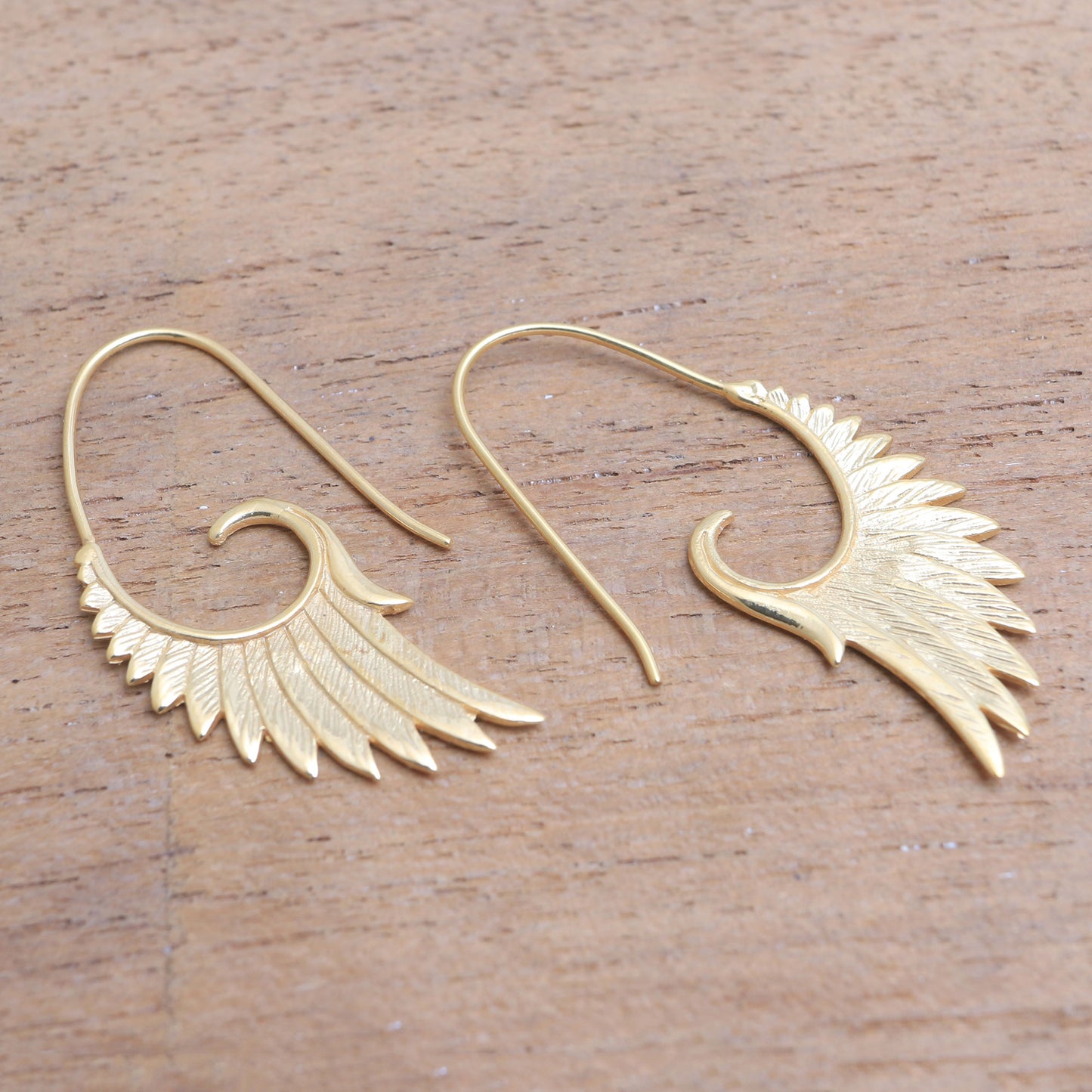 Wings at Dawn 18k Gold Plated Sterling Silver Wing Half-Hoop Earrings