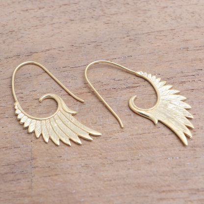 Wings at Dawn 18k Gold Plated Sterling Silver Wing Half-Hoop Earrings