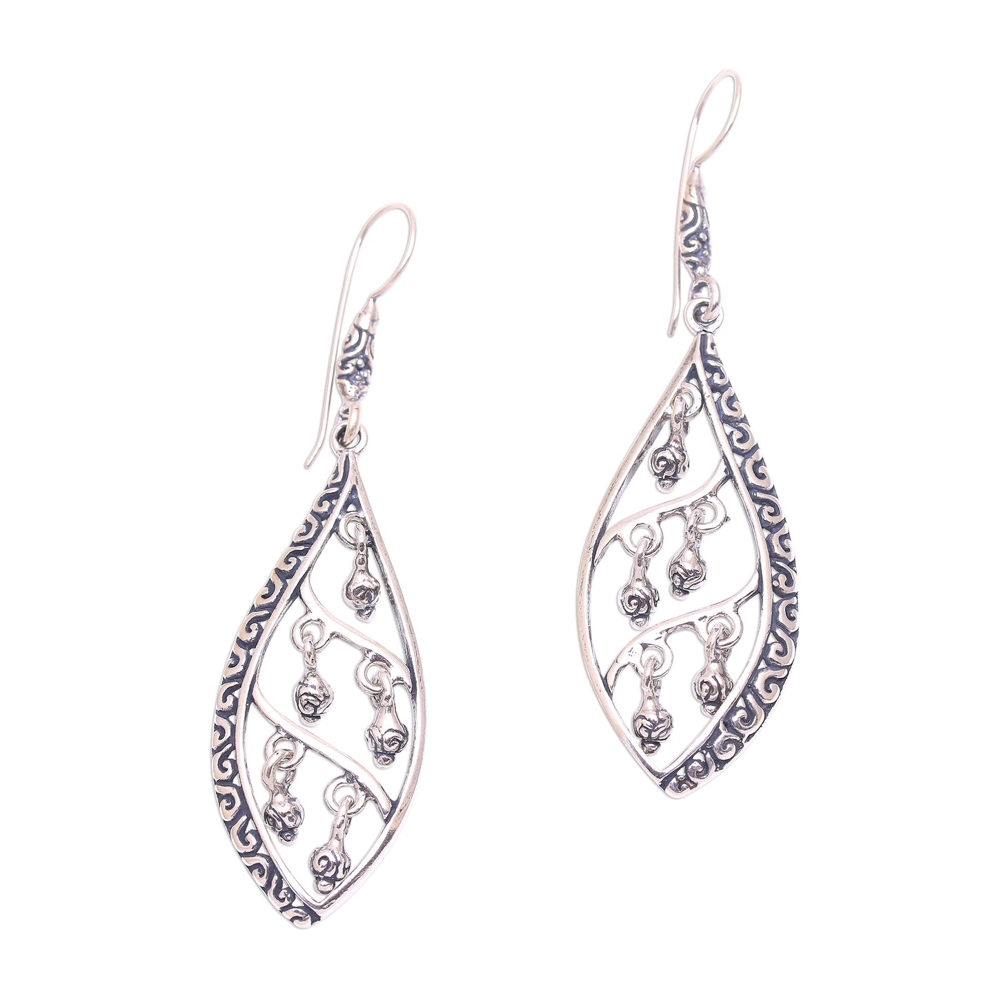 Indonesian Dew Dangling Sterling Silver Earrings from Bali