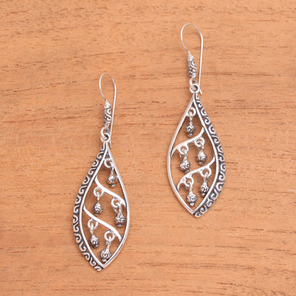 Indonesian Dew Dangling Sterling Silver Earrings from Bali