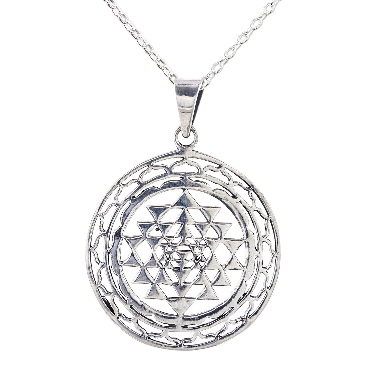 Om in Symmetry Handcrafted Sterling Silver Om Visualized Pendant Necklace