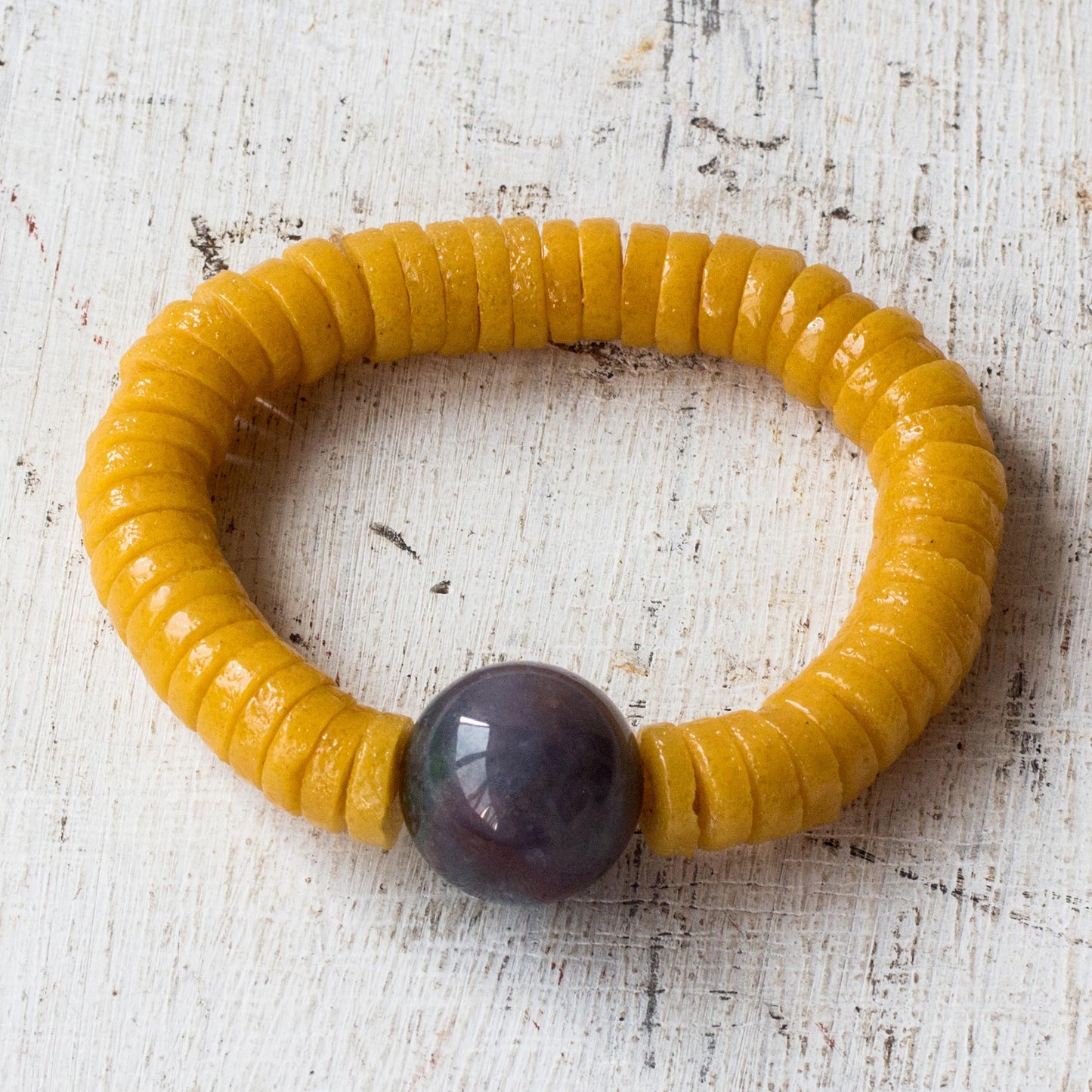 Adepa Orb Agate and Recycled Plastic Beaded Stretch Bracelet