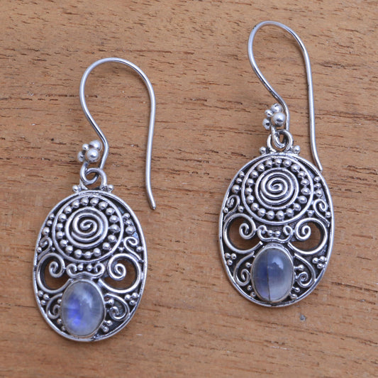 Shield of the Gods Rainbow Moonstone Earrings