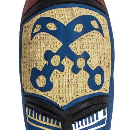 Courageous Ohene in Blue Blue and Cream Courageous King Wood African Wall Mask