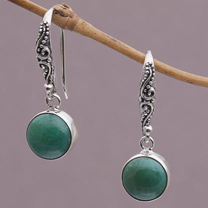 Blue-Green Purity Handcrafted Magnesite Dangle Earrings from Bali