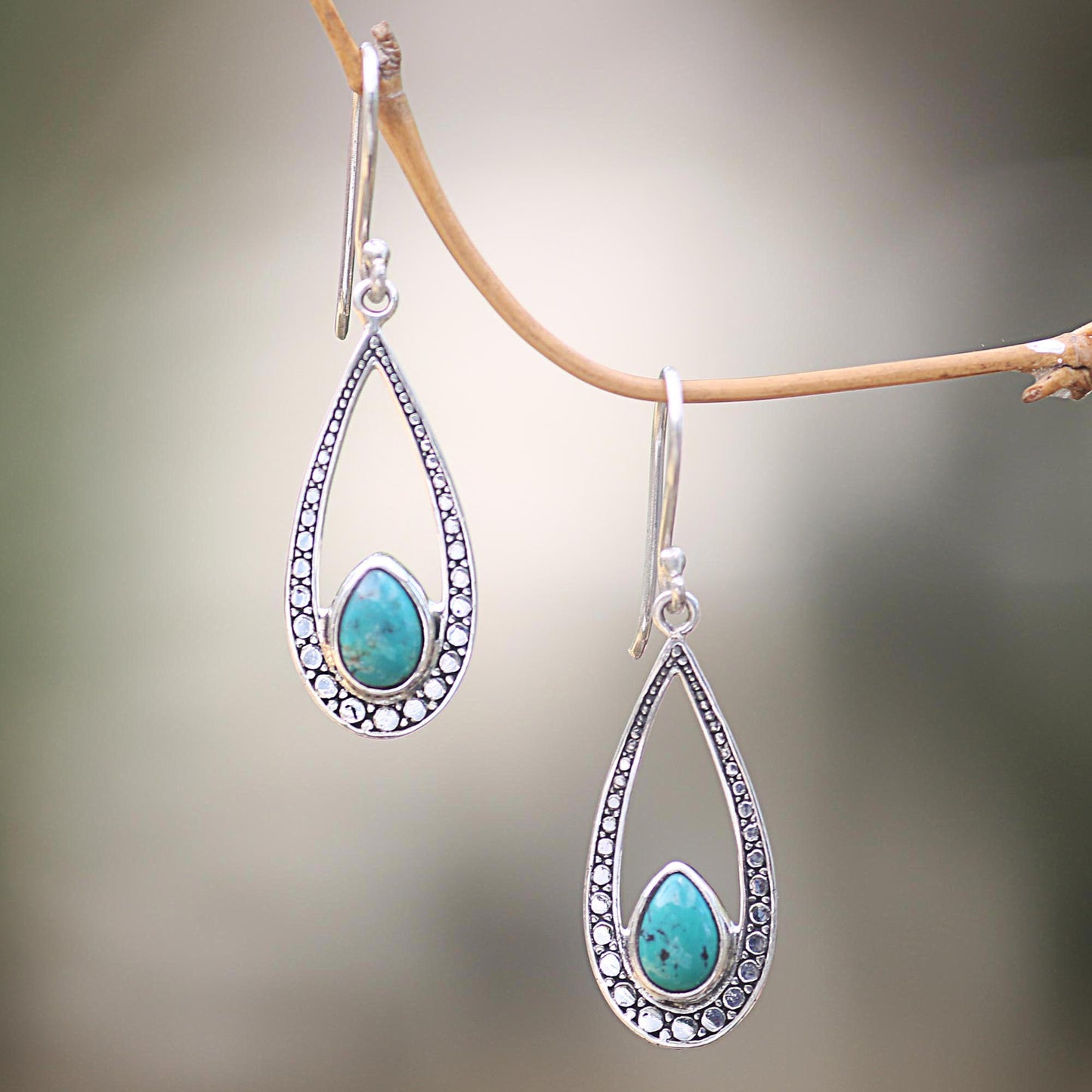 Teardrop Bliss Teardrop Magnesite Dangle Earrings Crafted in Bali