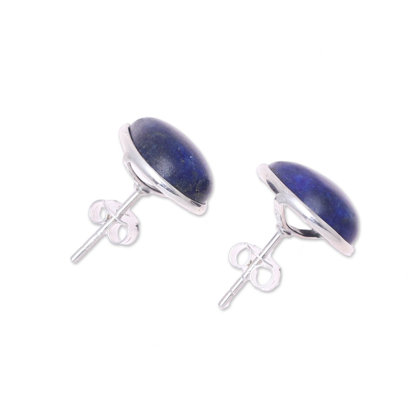 Mystic Tears Teardrop Lapis Lazuli Button Earrings from India