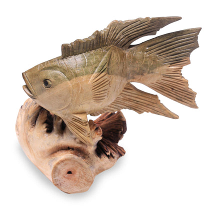 Gourami Fish Hand-Carved Wood Gourami Fish Figurine from Bali