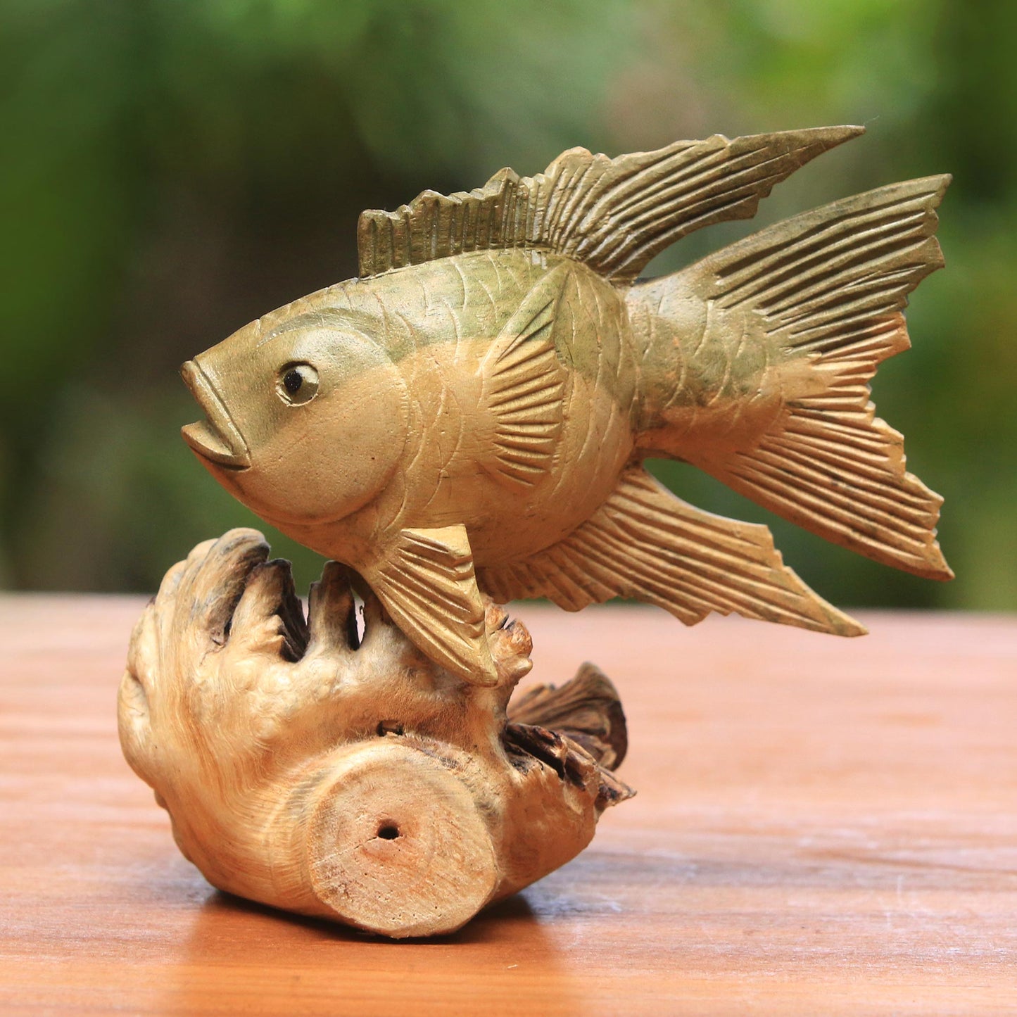 Gourami Fish Hand-Carved Wood Gourami Fish Figurine from Bali