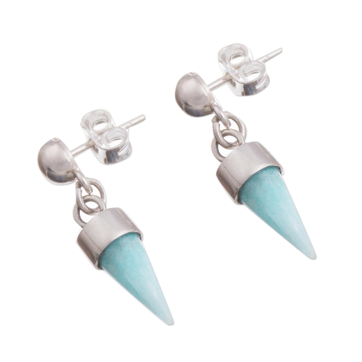 Natural Cones Amazonite Cone Dangle Earrings from Peru