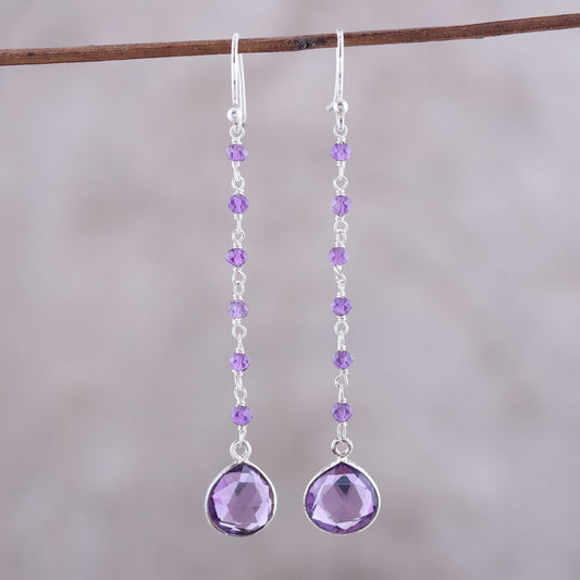 Morning Drops 8-Carat Amethyst Dangle Earrings from India