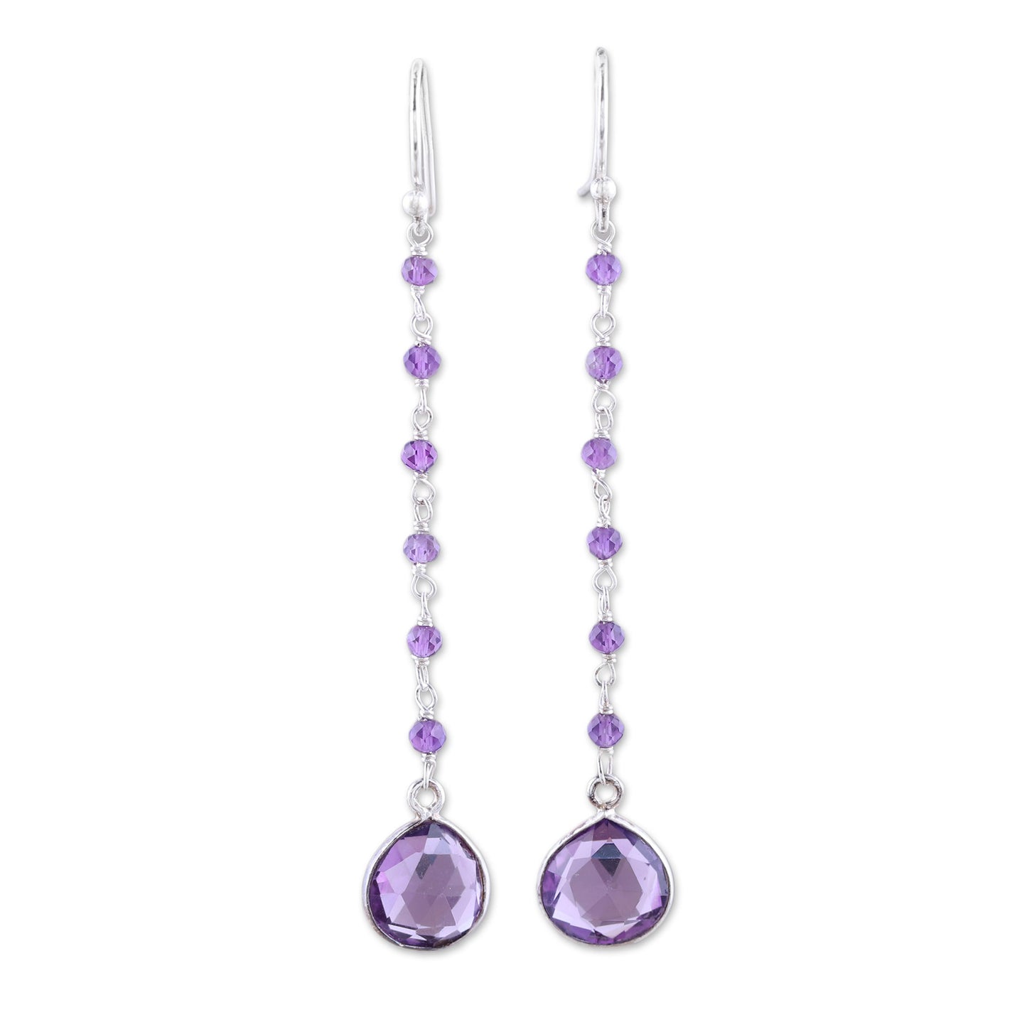 Morning Drops 8-Carat Amethyst Dangle Earrings from India