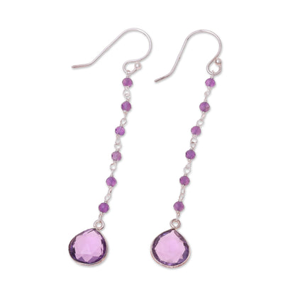 Morning Drops 8-Carat Amethyst Dangle Earrings from India