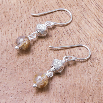 Karen Rapture Rutilated Quartz and Karen Silver Dangle Earrings