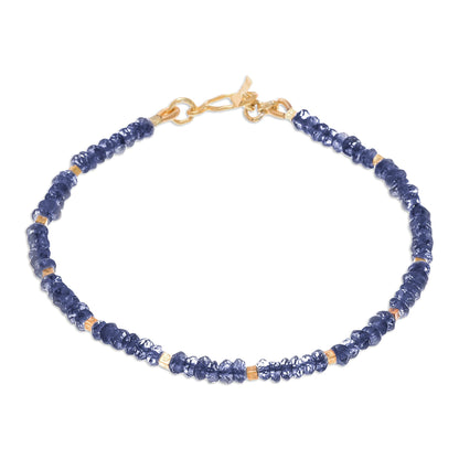 Simply Enchanted 24k Gold Accented Iolite Beaded Bracelet from Thailand