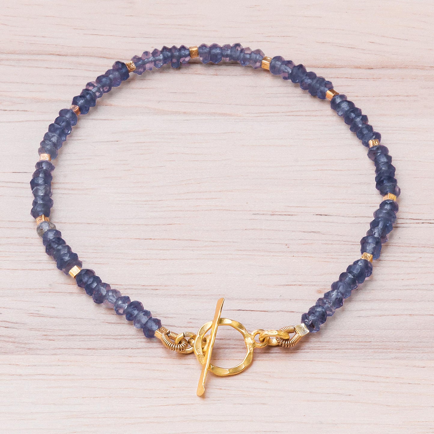 Simply Enchanted 24k Gold Accented Iolite Beaded Bracelet from Thailand