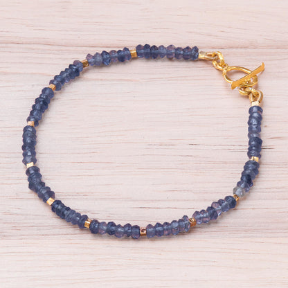 Simply Enchanted 24k Gold Accented Iolite Beaded Bracelet from Thailand