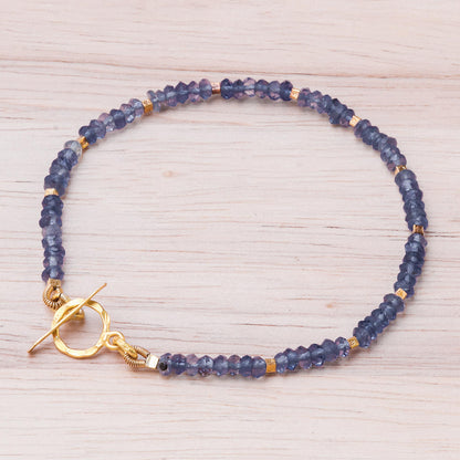 Simply Enchanted 24k Gold Accented Iolite Beaded Bracelet from Thailand