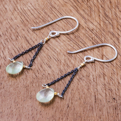 Justice Gold Accent Prehnite Dangle Earrings from Thailand