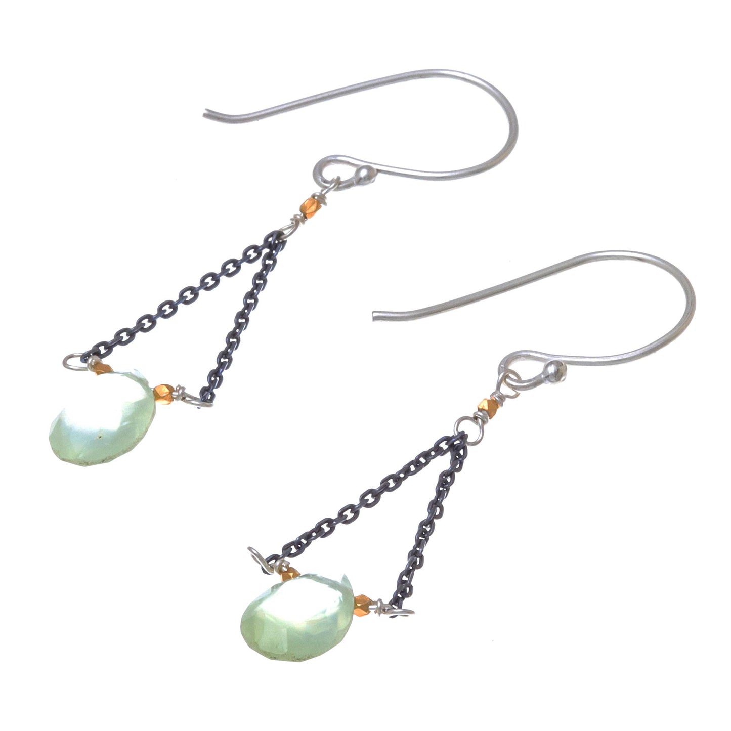 Justice Gold Accent Prehnite Dangle Earrings from Thailand