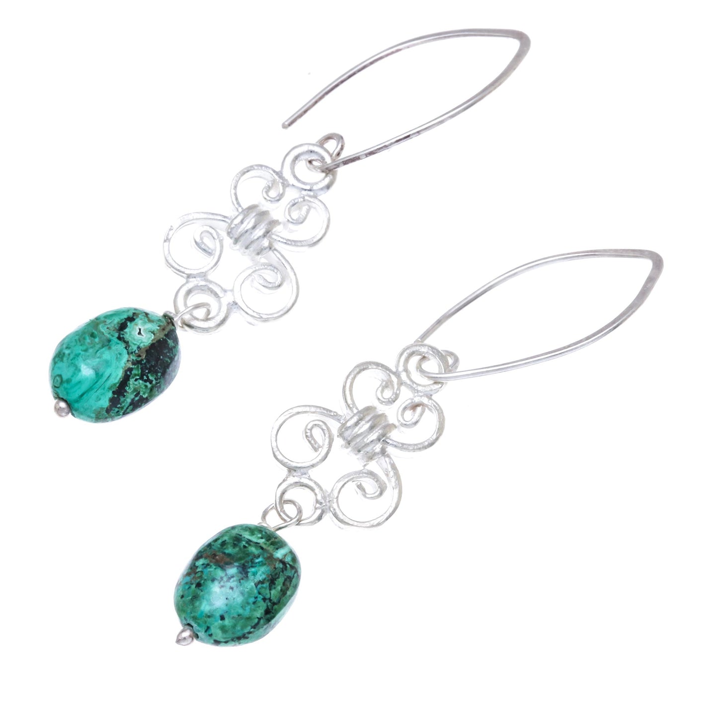 Enchanted Wind Elegant Malachite Dangle Earrings from Thailand