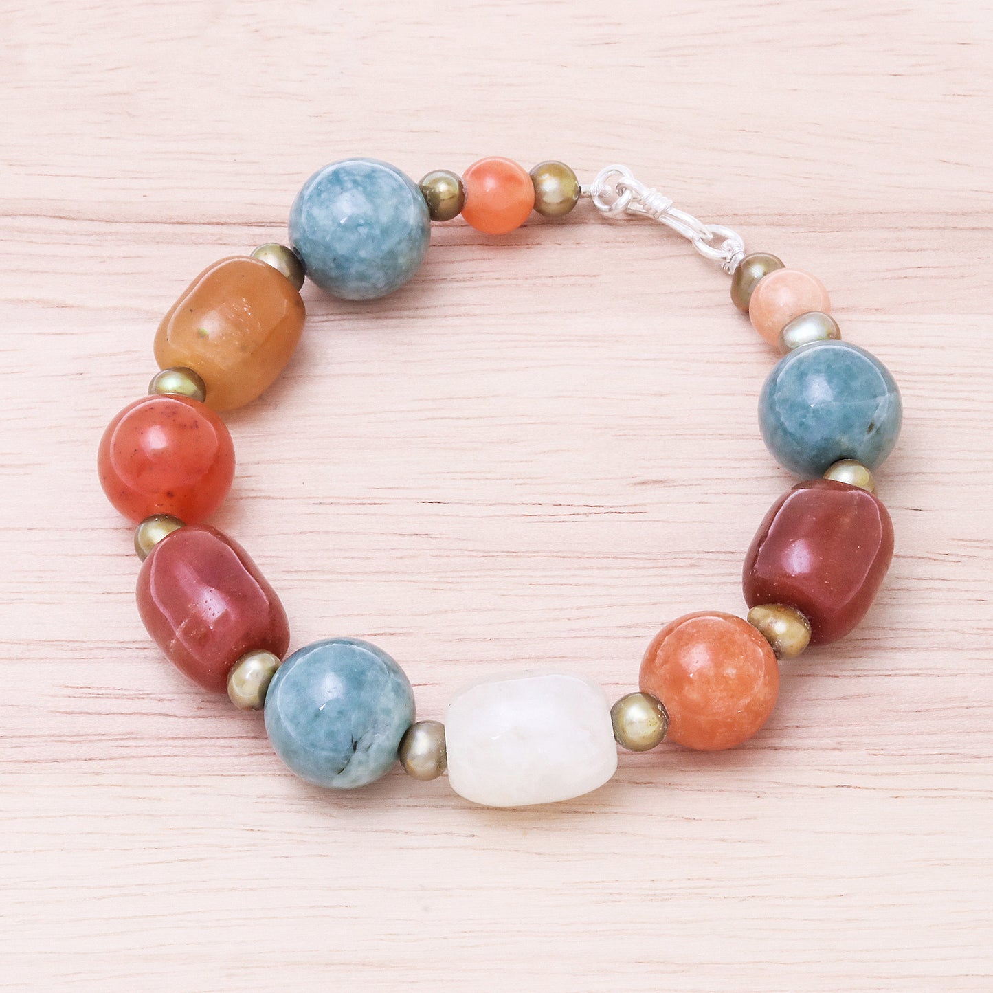 Love and Mercy Multi-Gemstone Beaded Bracelet from Thailand