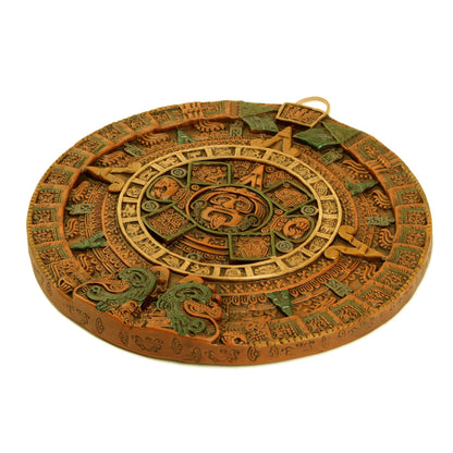 Fifth Sun in Orange Aztec Fifth Sun Calendar Museum Replica Ceramic Wall Art